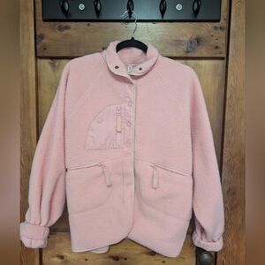 Pink Button Front Sherpa Fleece